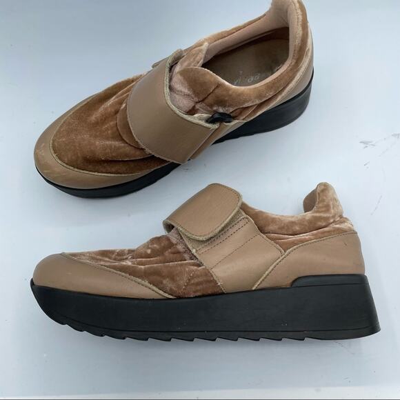 Free People Pink Velvet Platform Velcro Sneakers 37 - Picture 1 of 10